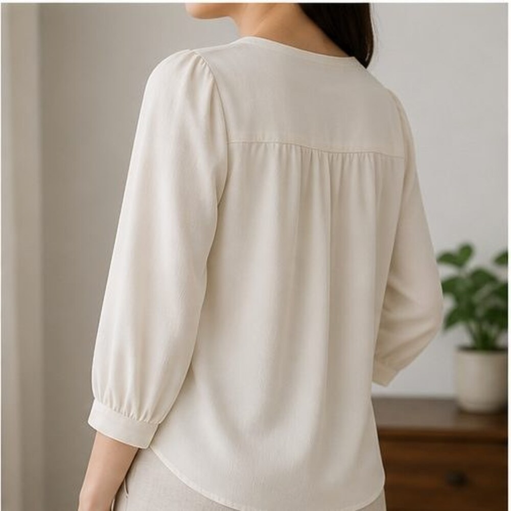 Cream Ruffle Blouse - Picture 3 of 6
